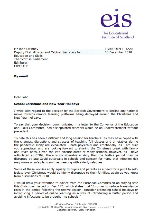 Letter to Deputy First Minister